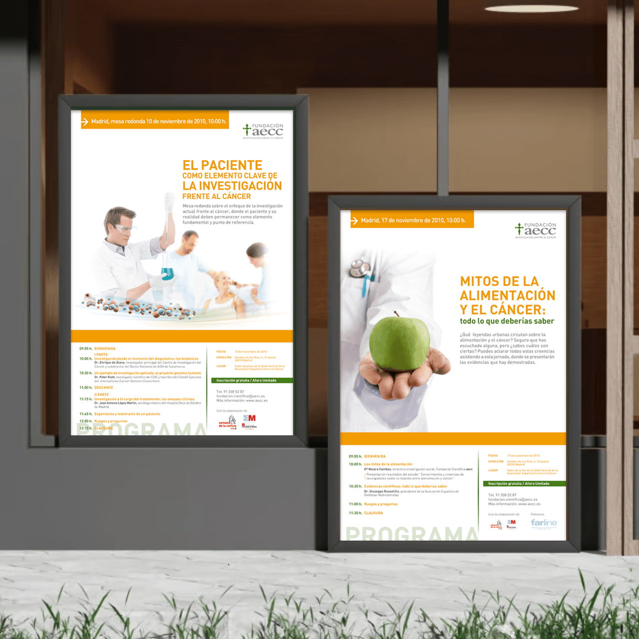 marquesina amb cartelleria sobre xerrades a la setmana de la ciència