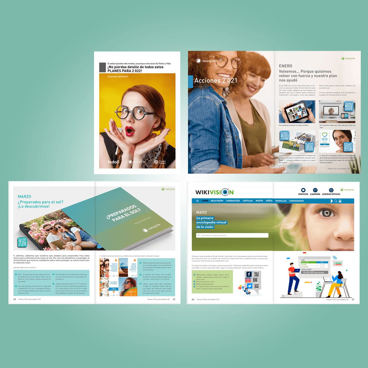 visió global de la maquetació de la memoria anual 2021 de Visión y Vida