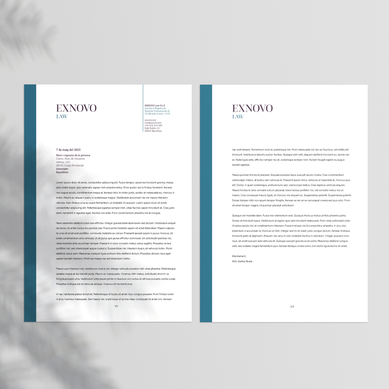 papel de carta corporativo para exnovo